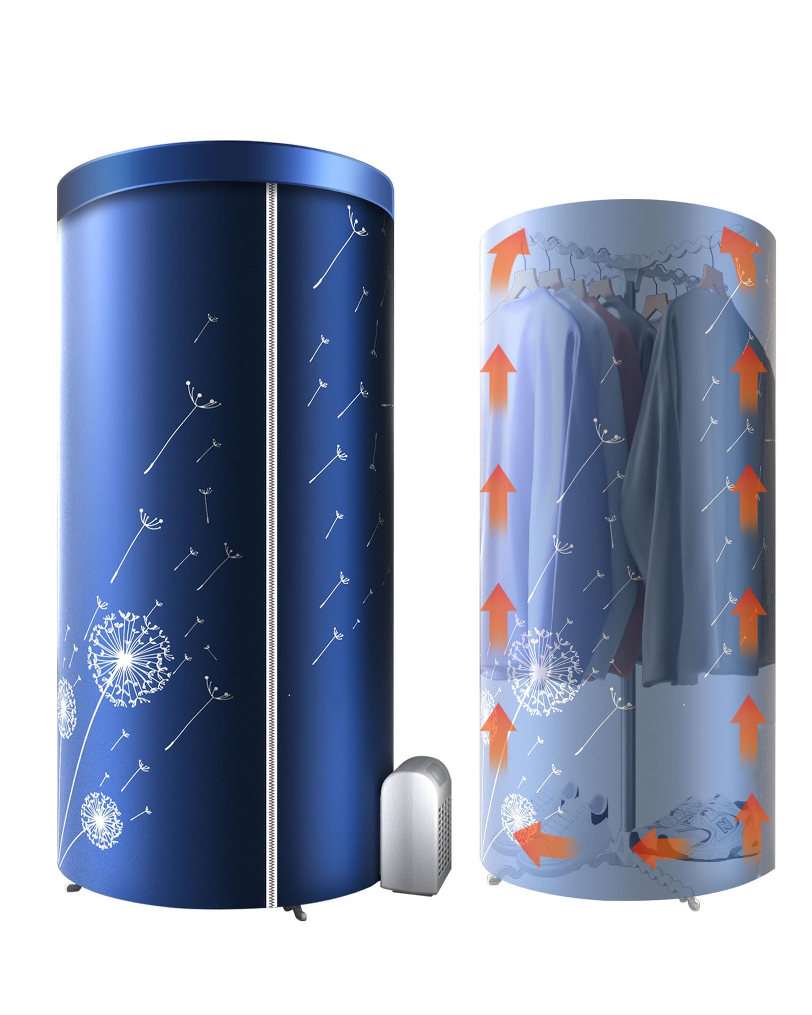 KASYDoFF Tragbarer Wäschetrockner, 1000W Elektrisch Wäschetrockner, 120CM Klappbare Wäscheständer Platzsparend, Automatik-Timer Tragbarer Wäschetrockners für Wohnung und Hau