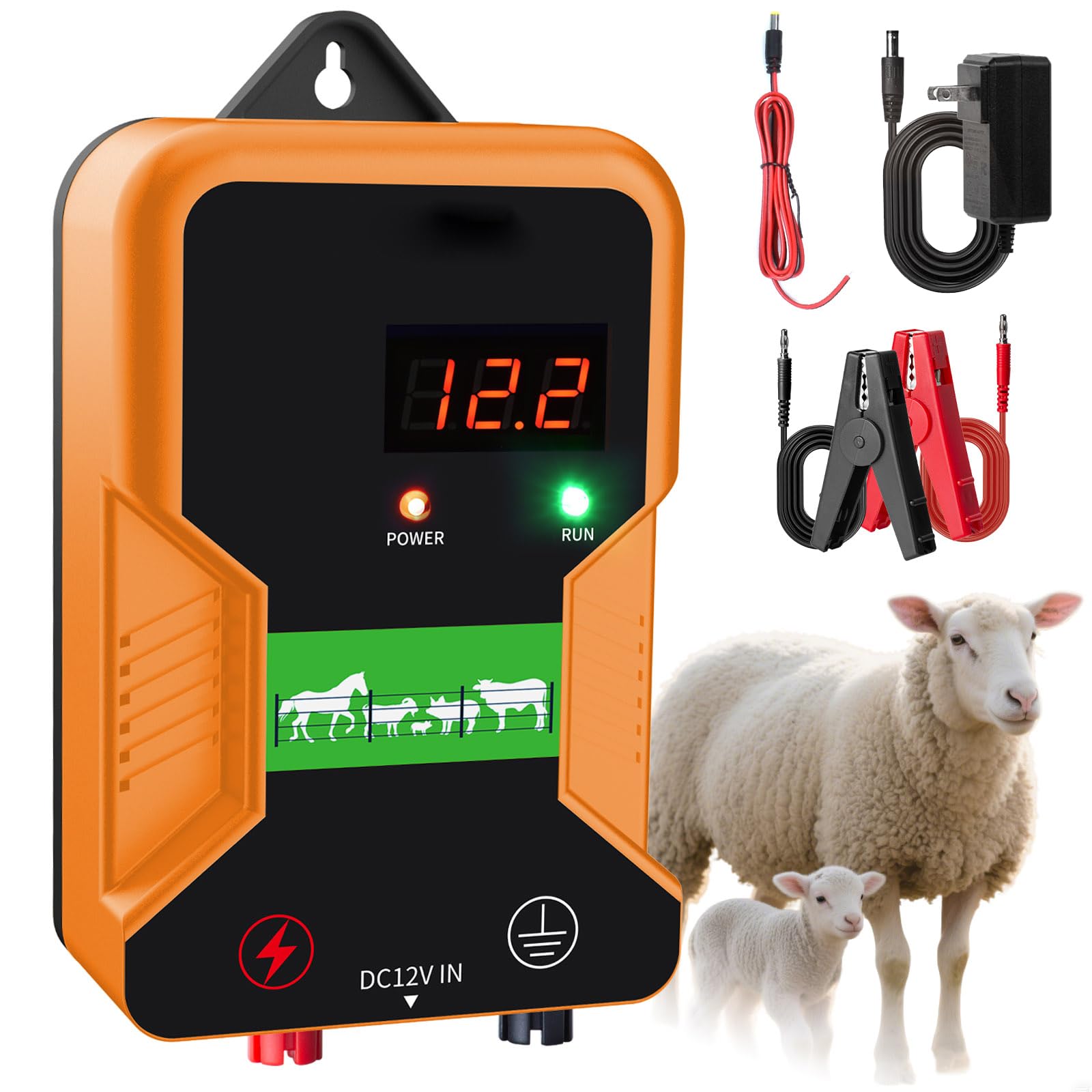 Electronic Fence Controller 15KM Electric Fence Charger 12kV 2J Power Pulse Agricultural Fencing Controller Electric Fencer Kit for Livestock Farm