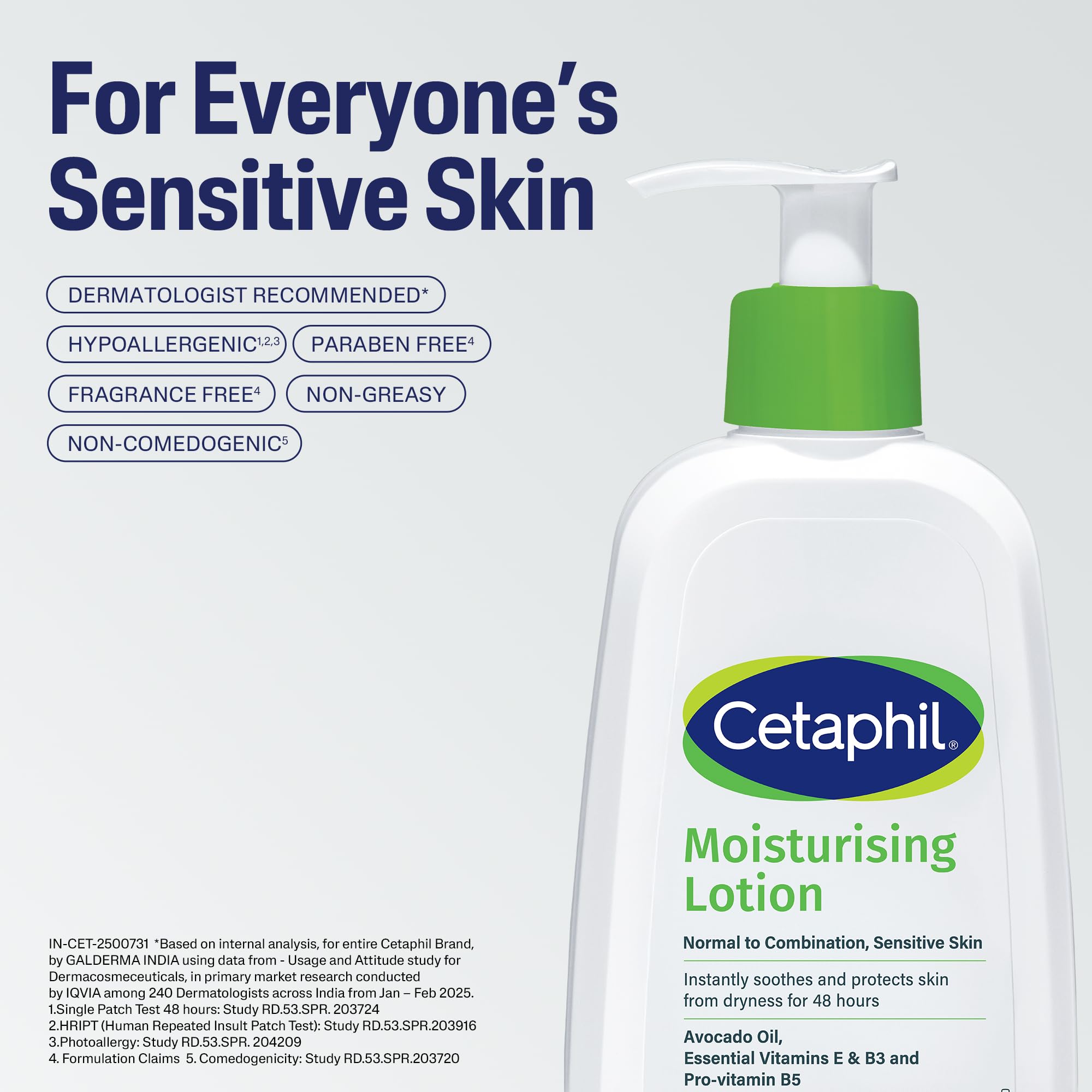Cetaphil Moisturising Lotion 236 ml for Dry to Normal & Sensitive Skin | 48H Hydration with Niacinamide, Panthenol & Glycerin | Fragrance-Free, Non-Greasy, Dermatologist Recommended, For Face and Body image 4
