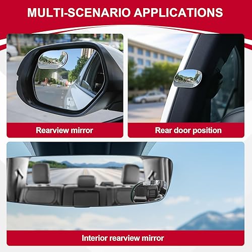 Miniatura 6 de LivTee Espejos de punto ciego, espejos retrovisores convexos de vidrio HD sin marco, gran angular ajustable para espejo lateral, accesorios Ovalado