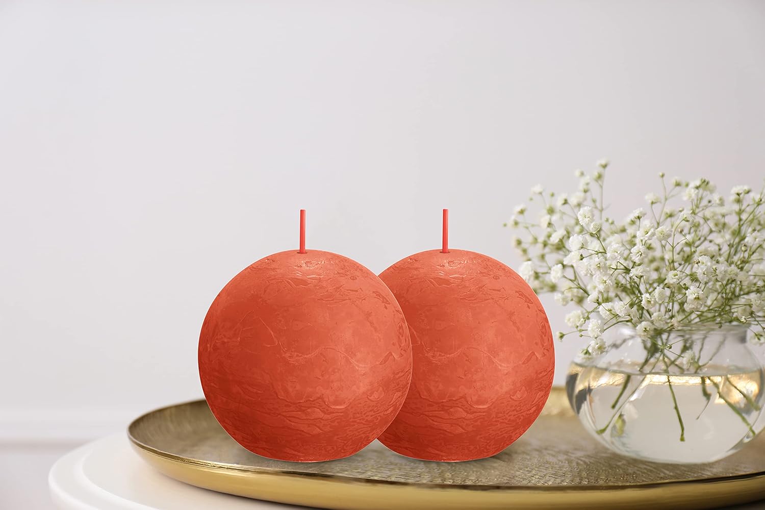 BOLSIUS 3 Pack Orange Rustic Ball Pillar Candles - 3 Inch - Premium European Quality - Natural Eco-Friendly Plant-Based Wax - Unscented Dripless Smokeless 25 Hour Party Décor and Wedding Candles : Home & Kitchen