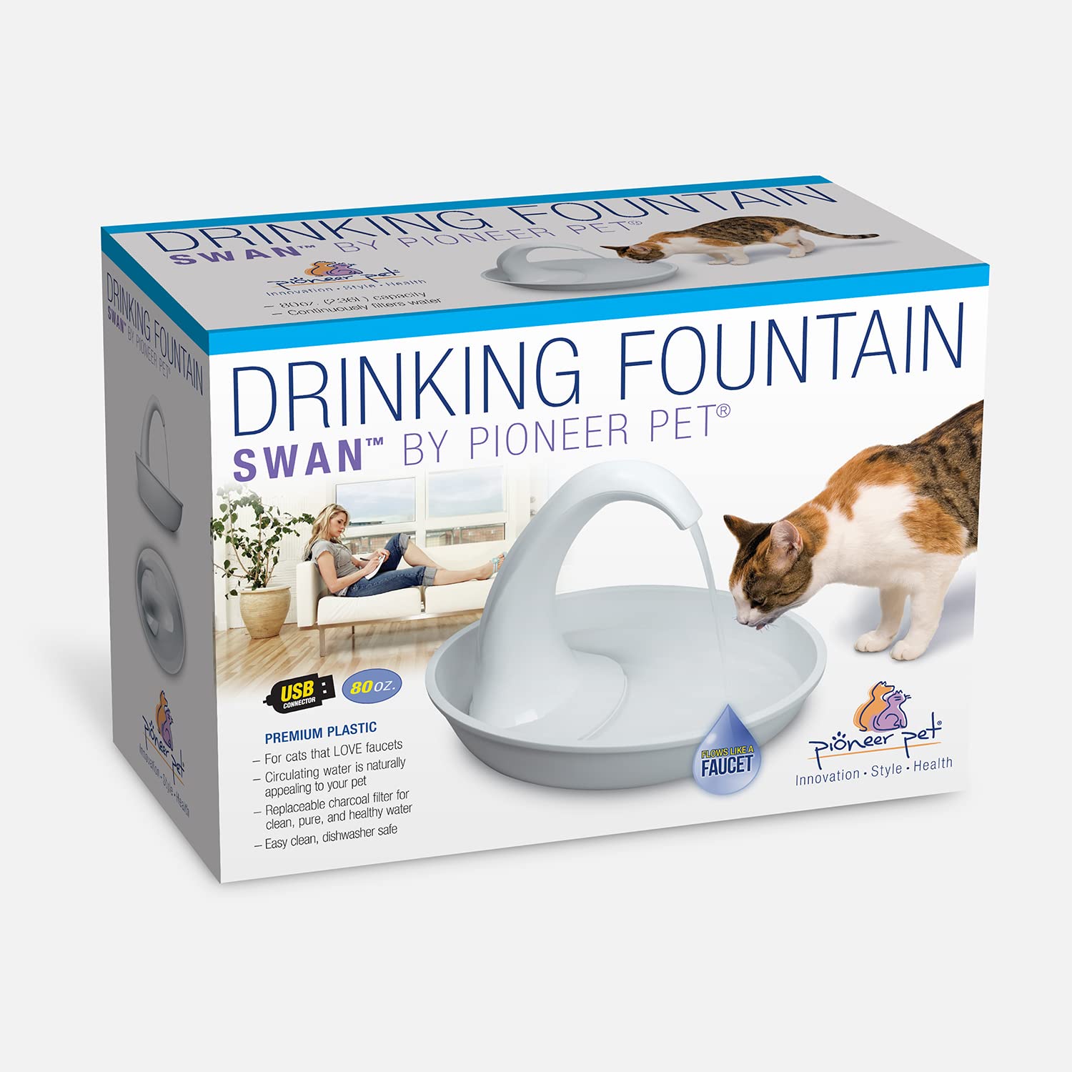 Pioneer Pet Fuente para Mascotas, Color Blanco, 2,26 kg (Paquete de 1)