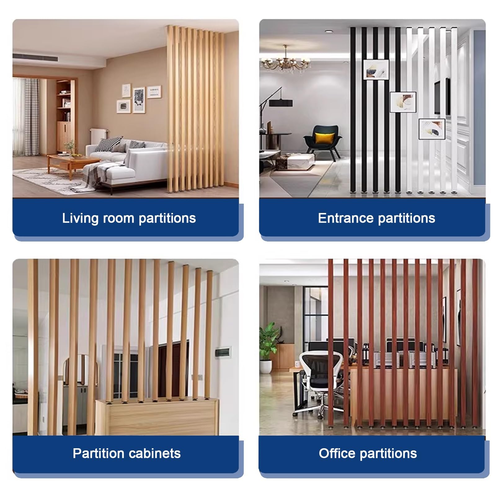 Colonne de séparation de pièce carrée ， Design personnalisé pour Portes intérieures dans Les Salons et entrées de Restaurant - Pas de perçage nécessaire(9root,200cm/78.7in/6.56ft)