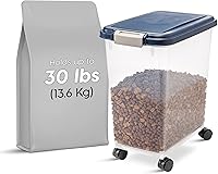 Vista 3 de IRIS USA - Recipiente hermético de 25 libras/33 cuartos de galón. IRIS USA WeatherPro - Contenedor hermético para alimentos para mascotas, con Azul
