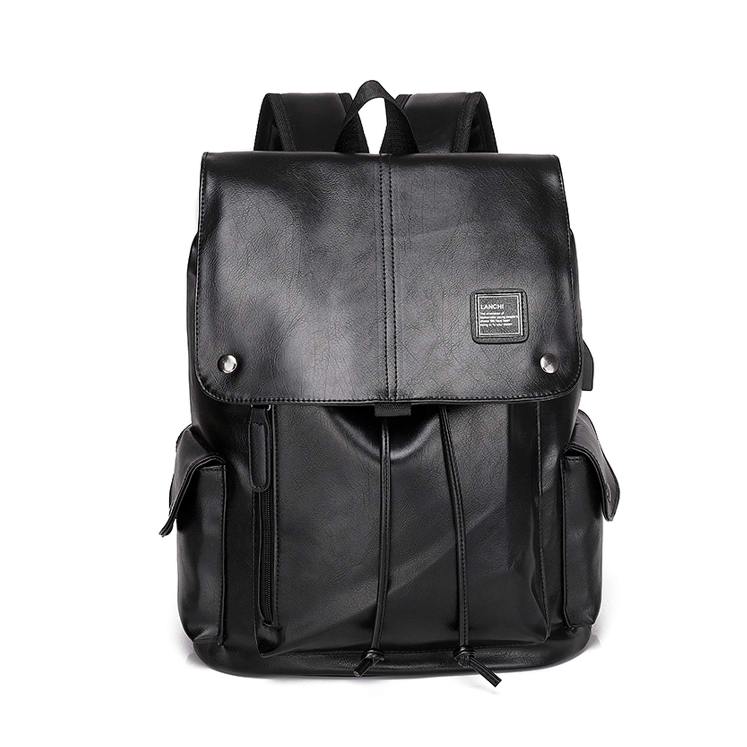 ADITAM Zaino Impermeabile PU Daypack con USB per Laptop da 15,6 Pollici Ragazzi College Bag Uomini Field Pack High School Bag Zaino Outdoor Viaggi Campeggio Escursionismo Zaino Fanteria Pack Marrone