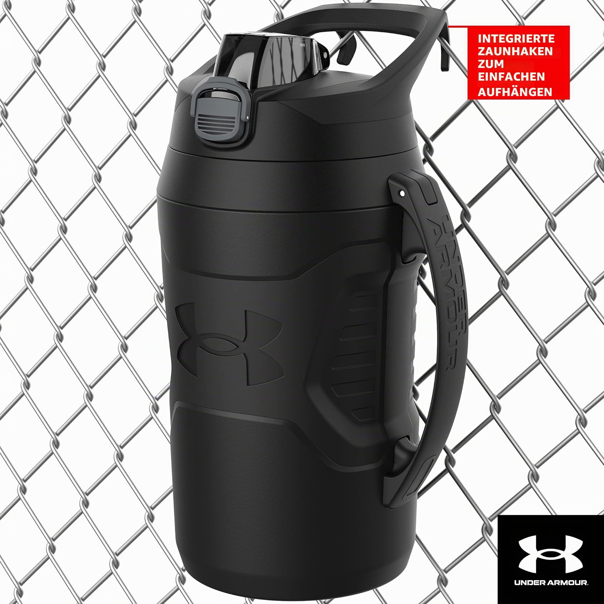 Under Armour Isolierte Wasserflasche mit Griff, Sport-Wasserkrug, Zaunhaken, auslaufsicher, für Baseball, Fußball und mehr