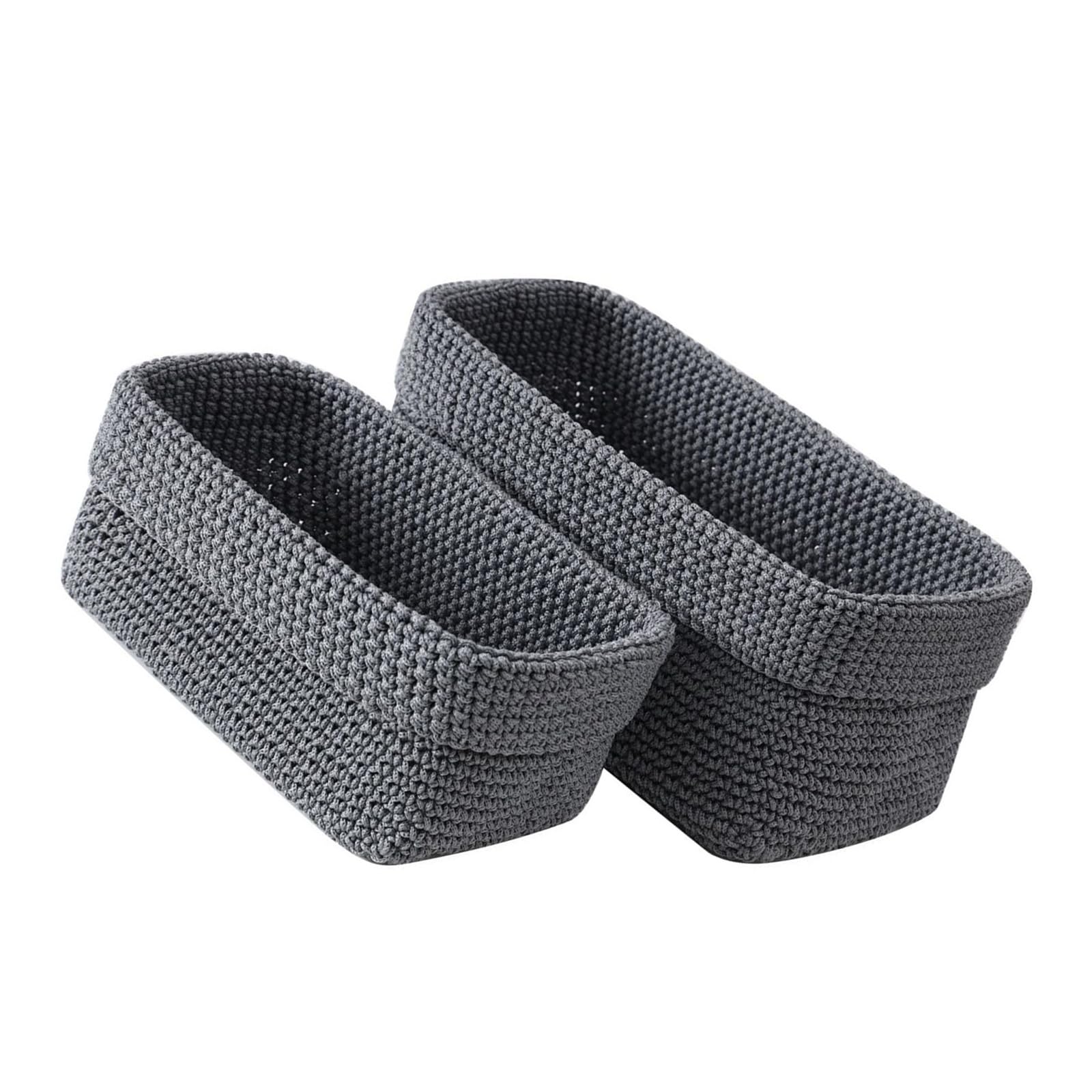 NVOQILIN Handwoven Cotton Storage Baskets Space Saving Design Cotton Rope Woven Organizers Storage Basket for Small Item Handwoven Baskets