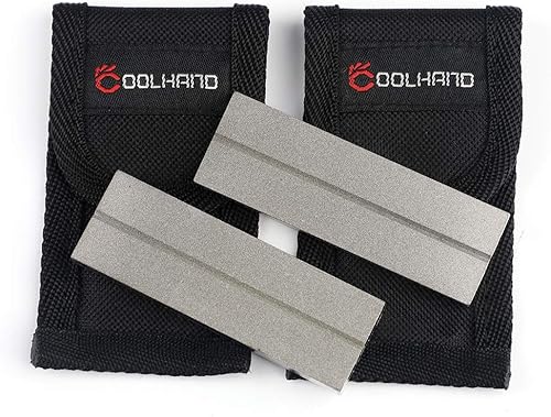 Cool Hand Kit de afilado de piedra de afilar de diamante de doble cara de 3 x 1 pulgada, grano 320/800, 2 paquetes con bolsa de nailon duradera para