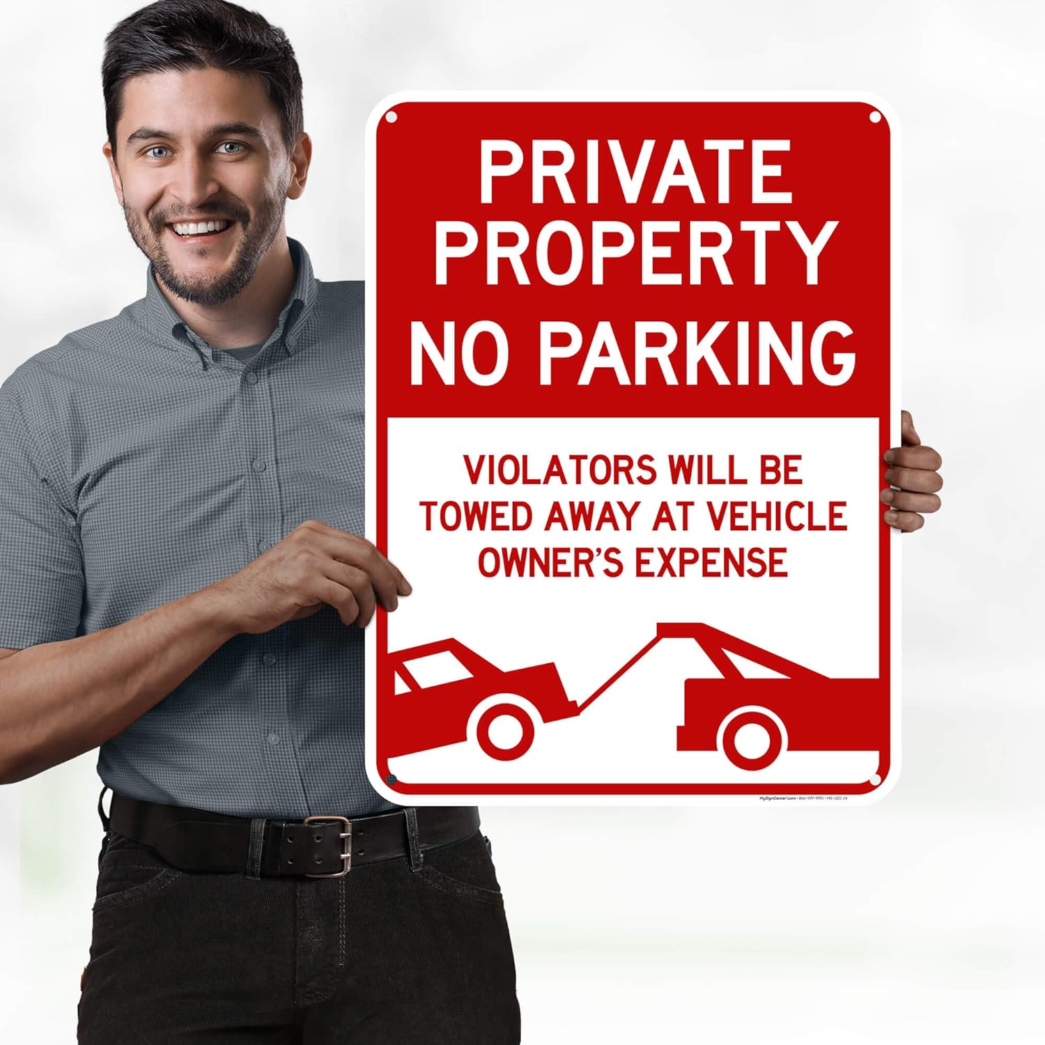 Private Property No Parking Violators Will Be Towed Away At Vehicle Owner's Expense Sign, 18"x24" Polyethylene, Indoor/Outdoor Use, USA MADE By My Sign Center