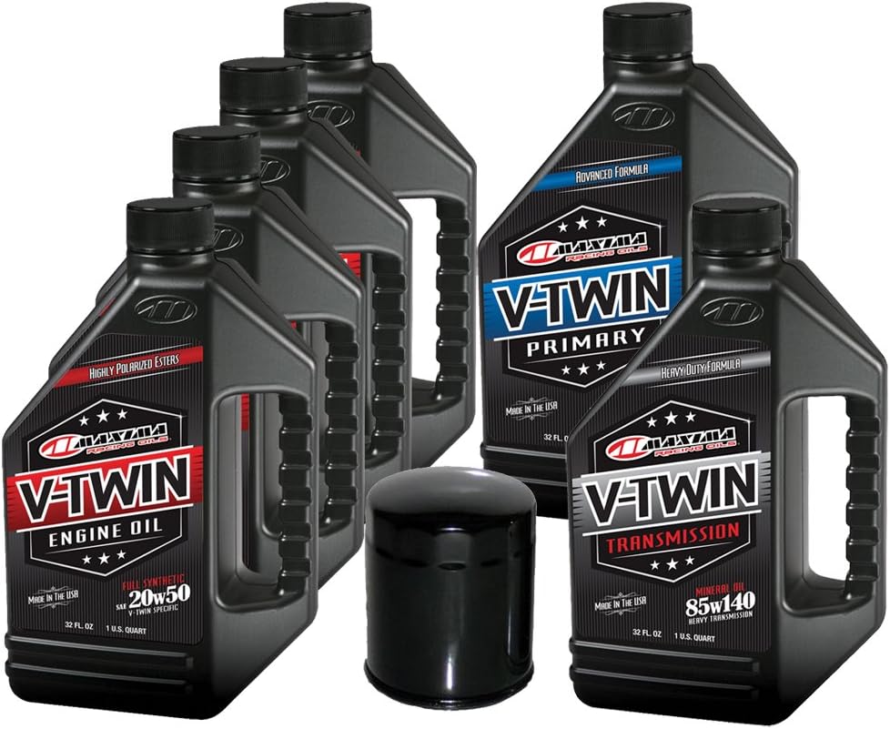 MaxHiflo VTTOCK16 Complete Engine Oil Change Kit for V-Twin Full Synthetic Harley Davidson Evolution, 6 quart