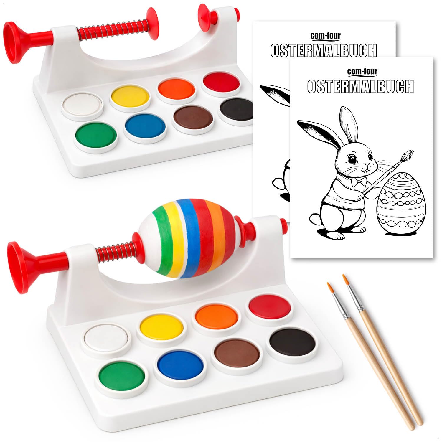 com-four® 2X Easter Egg Decoration Set, Optimized Painting Machine