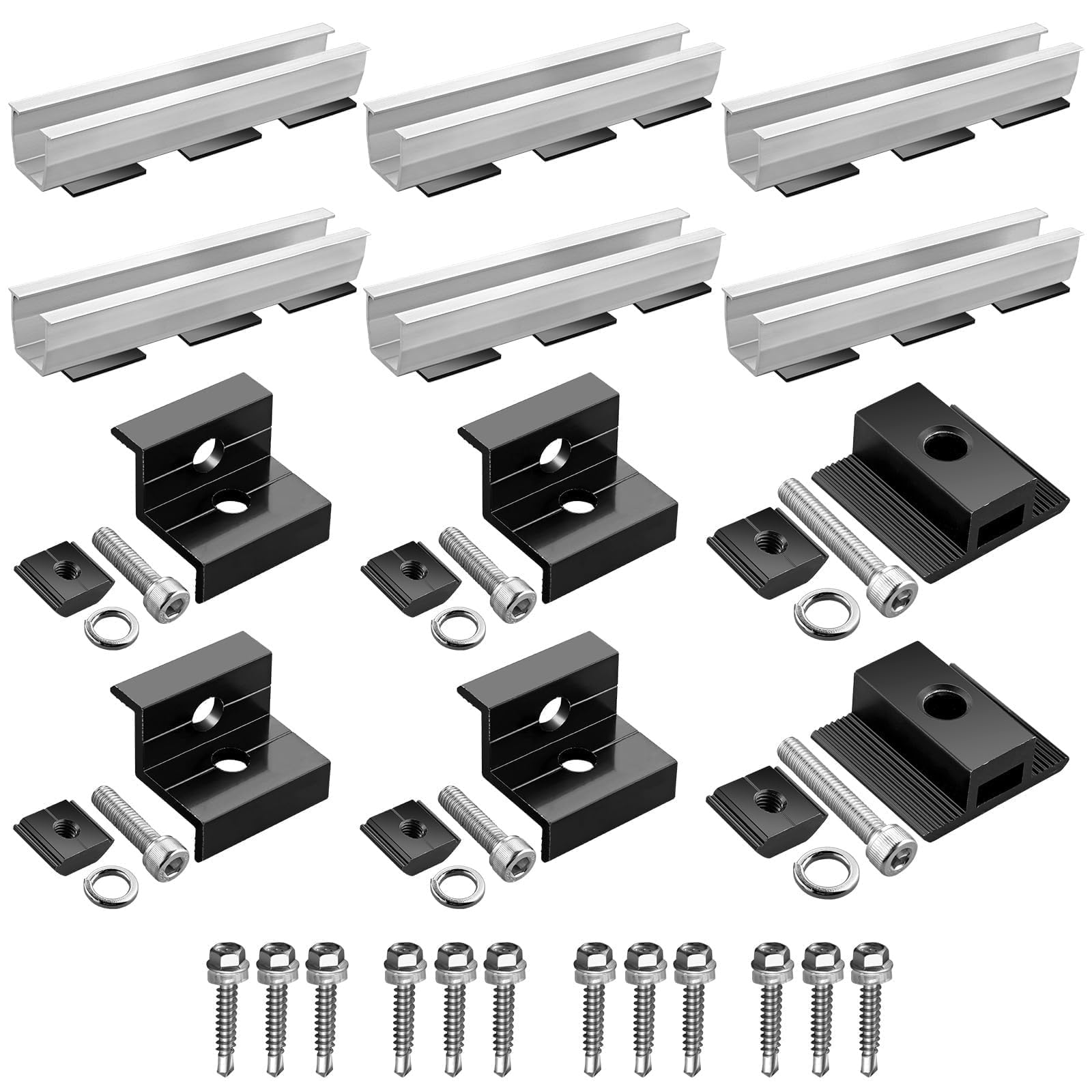 Buxuaaaa Multicolor 6Pcs Portable Sturdy Aluminum Solars Panel Brackets Accessory For Easy Installation On Flat Pitched Cement Roofs Solars Hardware