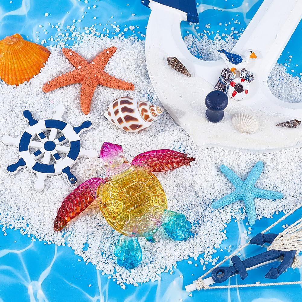 Crystal Turtle Decor Ocean Themed Figurines Small Natural Quartz Colorful Tortoise Sea Animal Summer Beach Art Sculpture Glass Statues Ornaments for Home Office Desktop Feng Shui Decoration