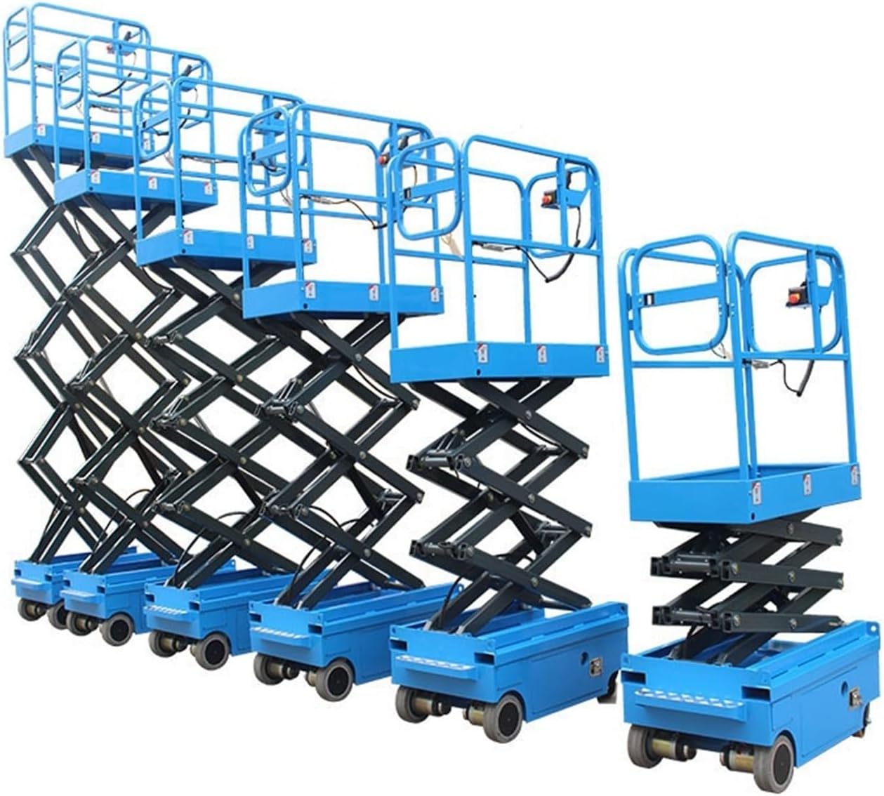 Quality 5.9m Small Mini Hydraulic Electric Scissor Ladder Lift Parts Hoist 300kg(Blue)