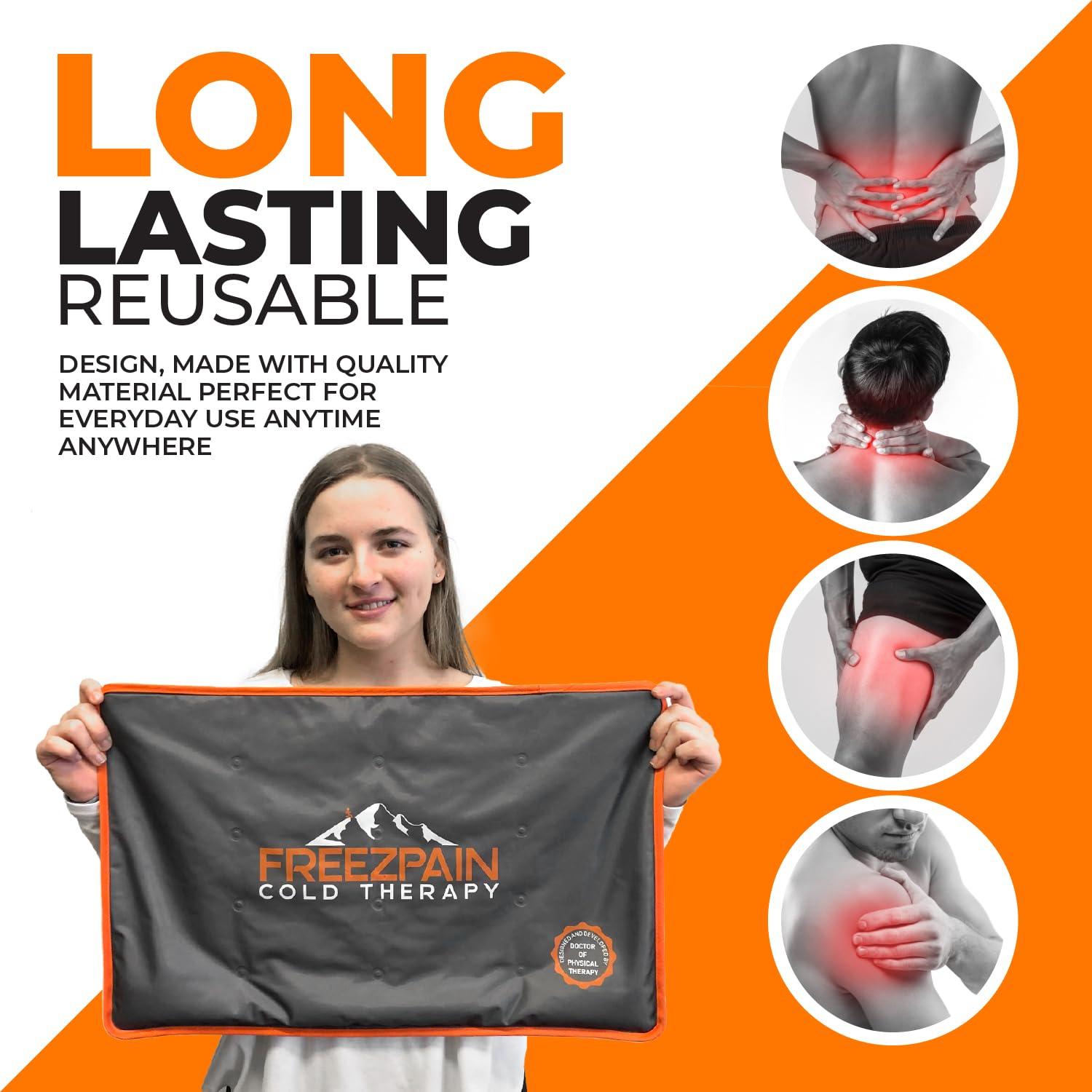 Freezpain Cold Therapy Gel Pack for Pain Relief, Muscle Soreness, Swelling, and Post Surgery -(Extra Large)- 14.9