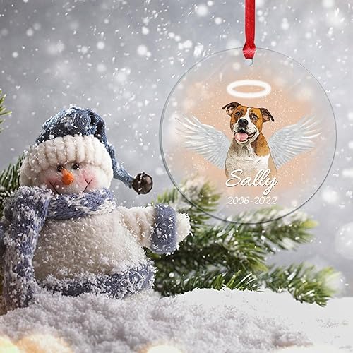 Miniatura 3 de Adorno  Adornos de Navidad personalizados para perro de ángel, Pit Bull Terrier con alas para perro en el cielo, decoración de árbol de Navidad,