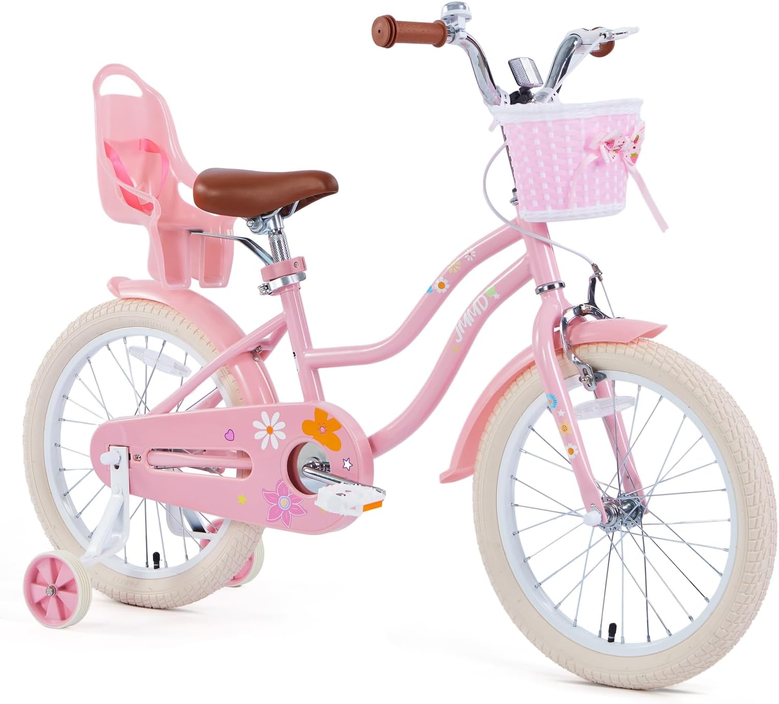 JMMD Girls Bike Ages 4-12 Years Old, Kids Bike for Toddlers with Basket & Training Wheels, 12 14 16 18 20 24 Inch Kids Bicycle with Handbrake & Kickstand, Pink