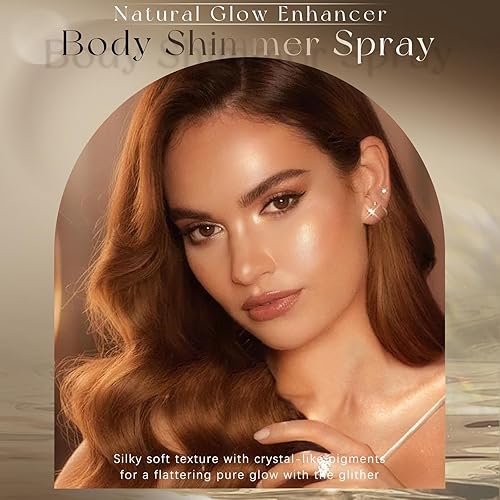 Vista 20 de Spray de purpurina corporal, brillo corporal de bronce hidratante, iluminador de brillo de brillo de secado rápido y no pegajoso para brillo facial