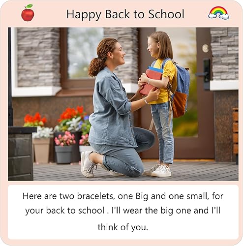 Miniatura 5 de Pulseras de regreso a clases para mamá y yo, pulsera preescolar para el primer día de jardín de infantes, juego de pulseras a juego para 2, pulseras