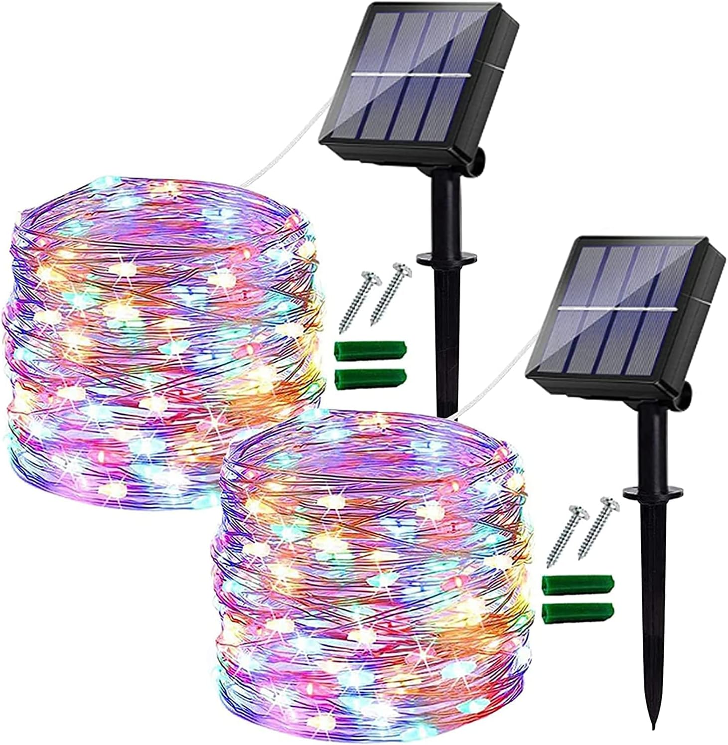 LQWELL 2 Pack Solar Fairy Lights Outdoor - 12m Copper Wire, 120 LED, 8 Modes, IP65 Waterproof (Warm White) - View #3