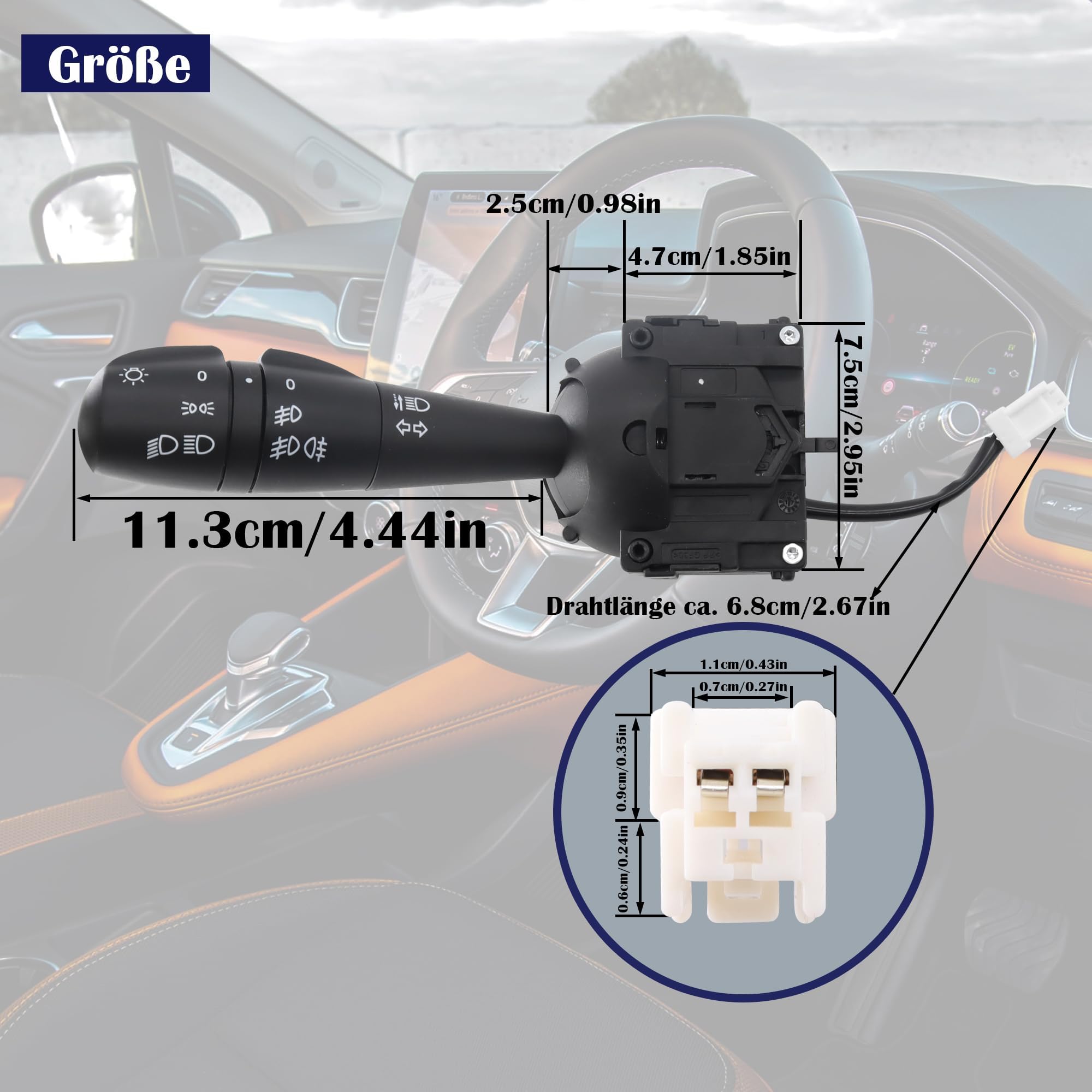 Lenksäule Blinker Lichtschalter 8201167981，Kompatibel mit Renault Clio 4 Logan II Sandero Dokker Duster Lodgy,255405005R 251687,Lenkstockschalter Blinkerschalter