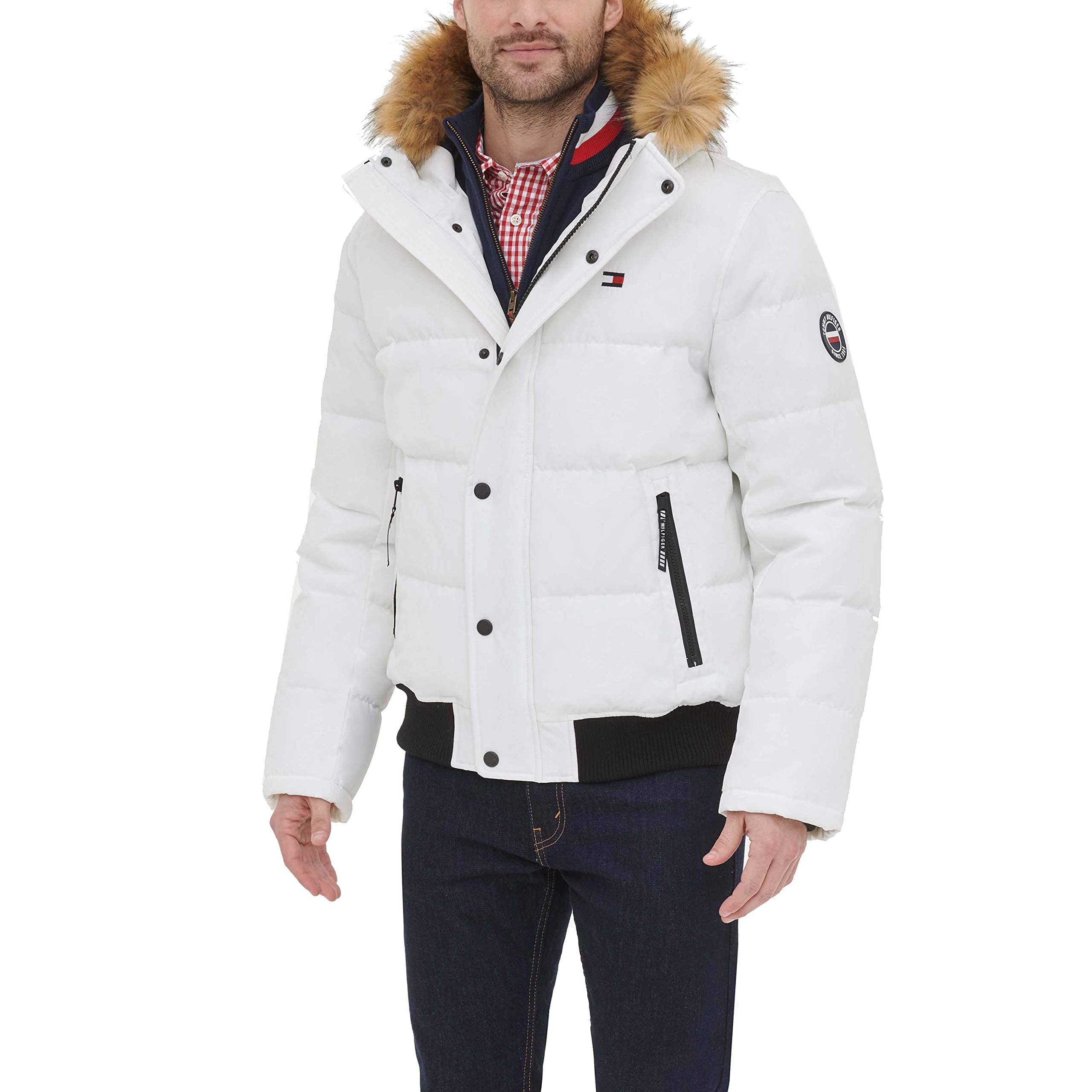 Tommy Hilfiger Chaqueta Bomber Acolchada de Tela Ártica con Cierre Frontal A Presión Snorkel Hombre (Pack de 1)