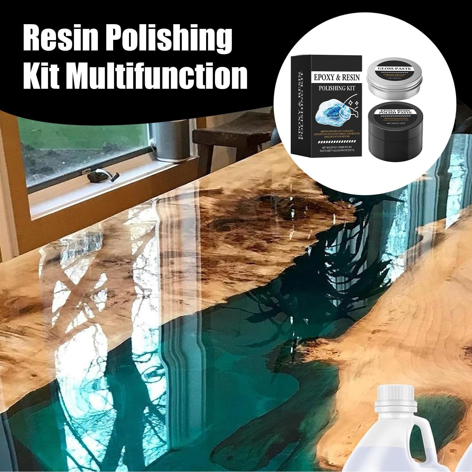 Kit Per Lucidatura Resina - Crema Restauro Lucentezza | Composto Lucidante Per Resina Epossidica - per Principianti Professionisti Casa Progetti Artistici Decorazioni Tavolo Modelli