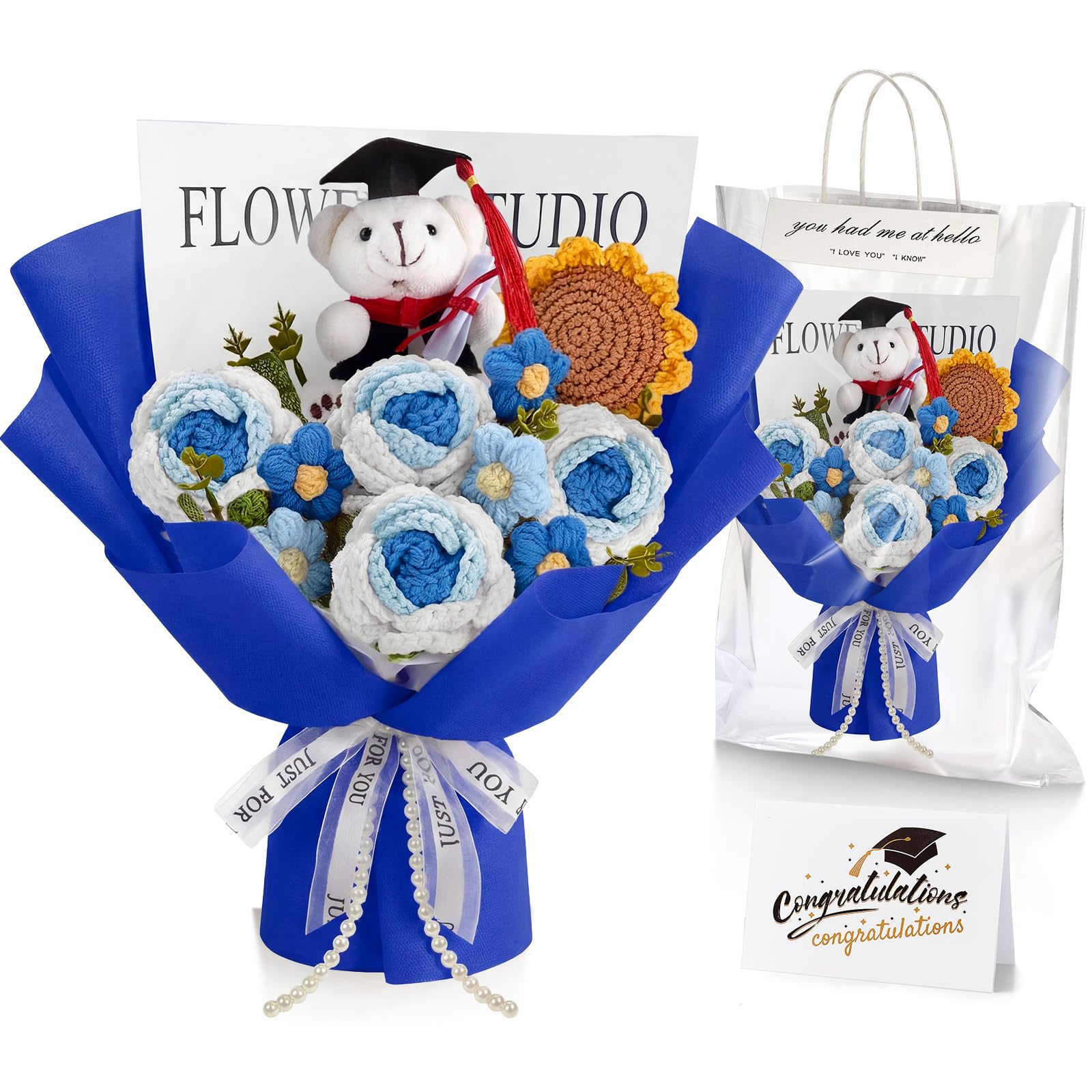 Giegxin Graduation Crochet Flowers Bouquet Set