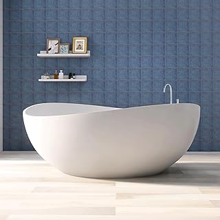 63'' Solid Surface Freestanding Bathtub Matte Soaking Bathtubs Tubs Oval...