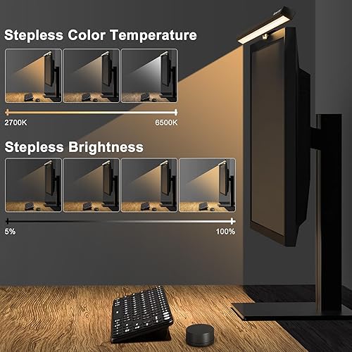 Miniatura 4 de Barra de luz para monitor con control remoto, lámpara de monitor de computadora para cuidado de los ojos, barra de luz de pantalla regulable, sin