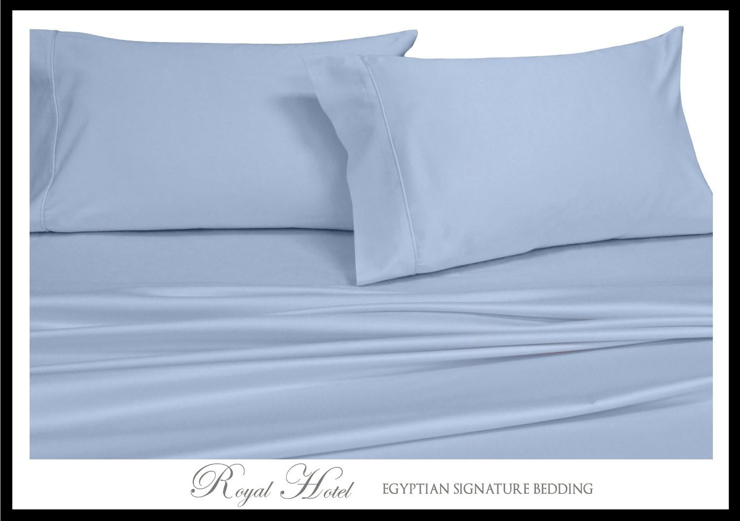Royal Hotel Bedding Soft Cotton 4 Piece Sheets, 340 Thread Count Sheet Set, Solid 100% Cotton Sheet, Sateen Weave, Deep Pocket, Queen Size, Blue