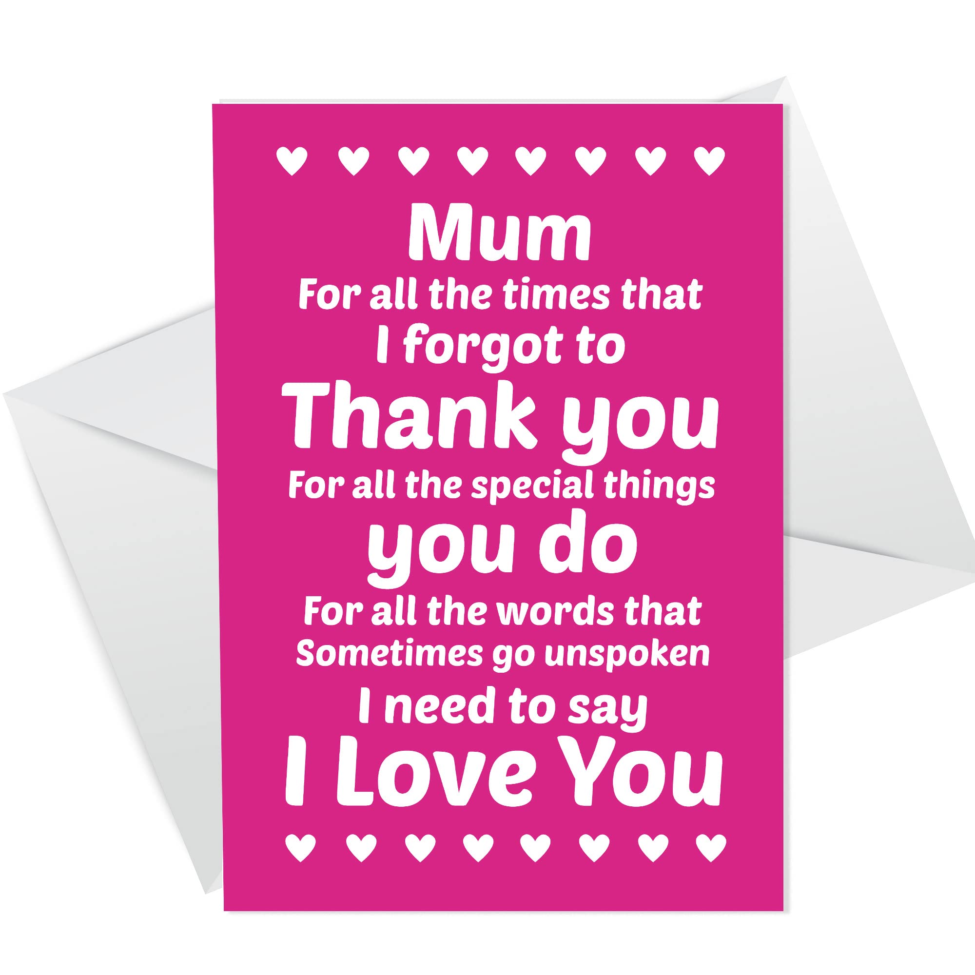 RED OCEAN Mum Thank You Mothers Day Card Love Poem Card For Mum From Son Daughter
