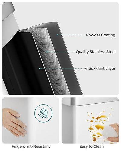 Miniatura 7 de SONGMICS Basurero de cocina de 16 galones (2 x 8 galones) con doble compartimento, cubo de reciclaje de pedal de 60 L, se mantiene abierto y cierre