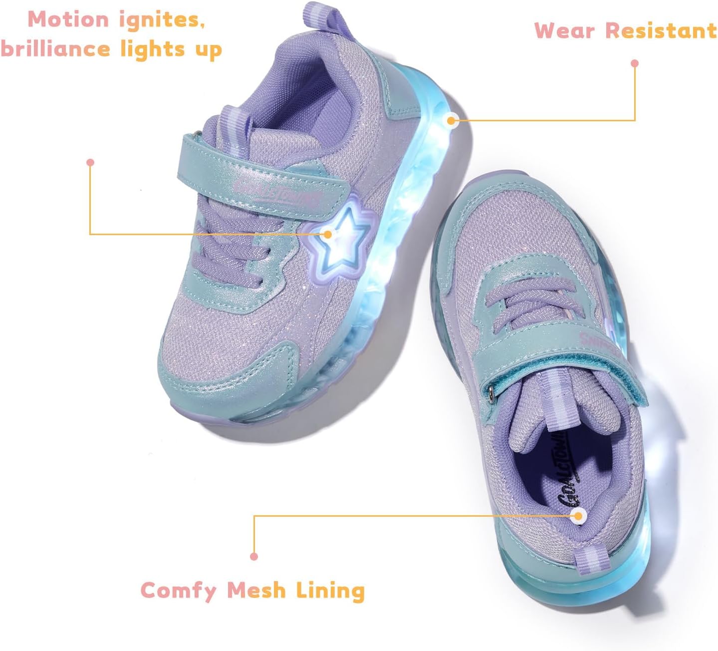 Toddler Light Up Shoes for Girls Boys,Little/Big Kids Non-Slip Led Sneakers with Hook and Loop,Athletic Running Walking Tennis Shoes Size 7-3 - Image 5