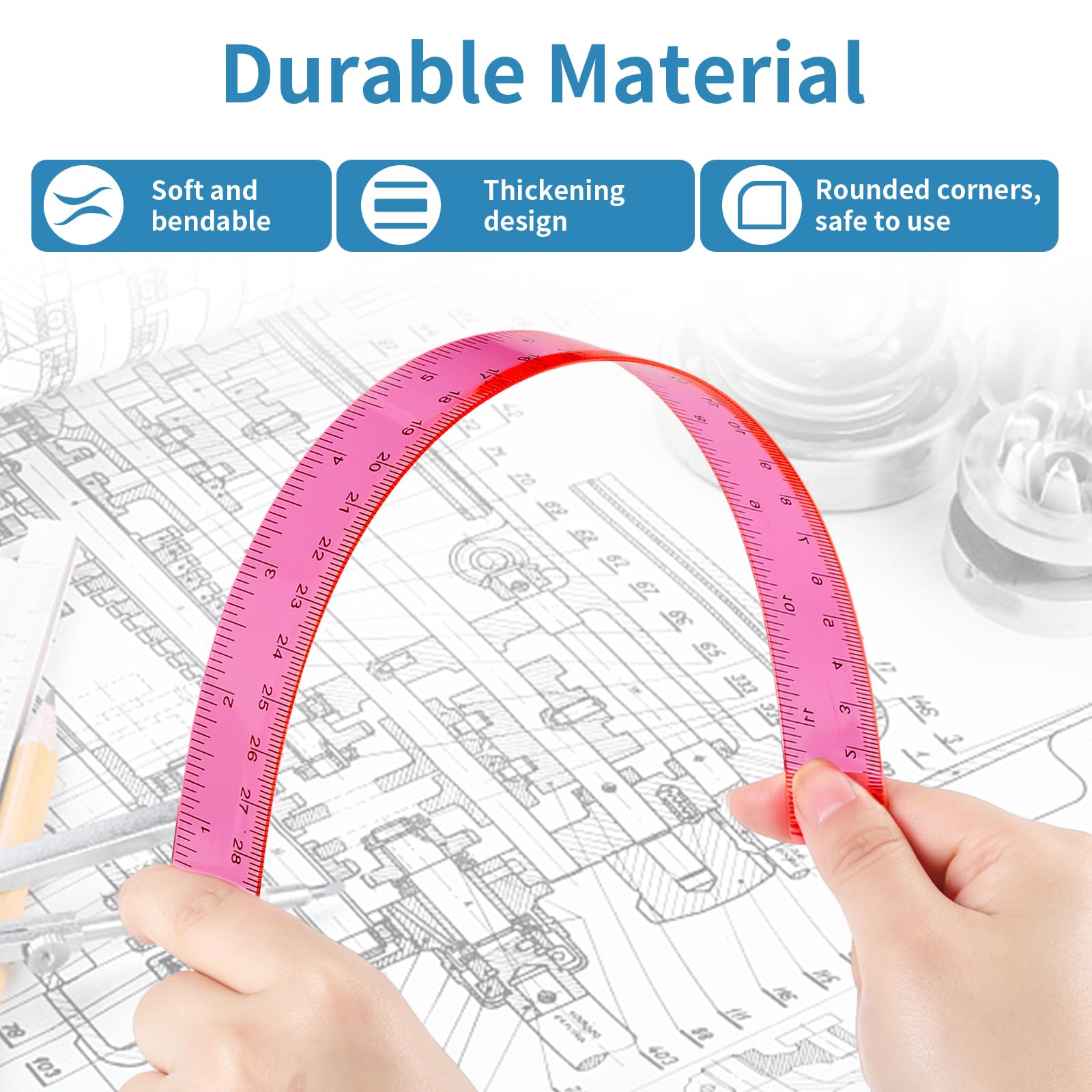 Kunststoff-Lineale in 8 verschiedenen Farben, transparente Lineale mit Zoll, Zentimeter und Millimeter, langlebige ABS-Schullineal für Kinder, Klassenzimmer, Büro, Zuhause, Schulbedarf, 200 Stück