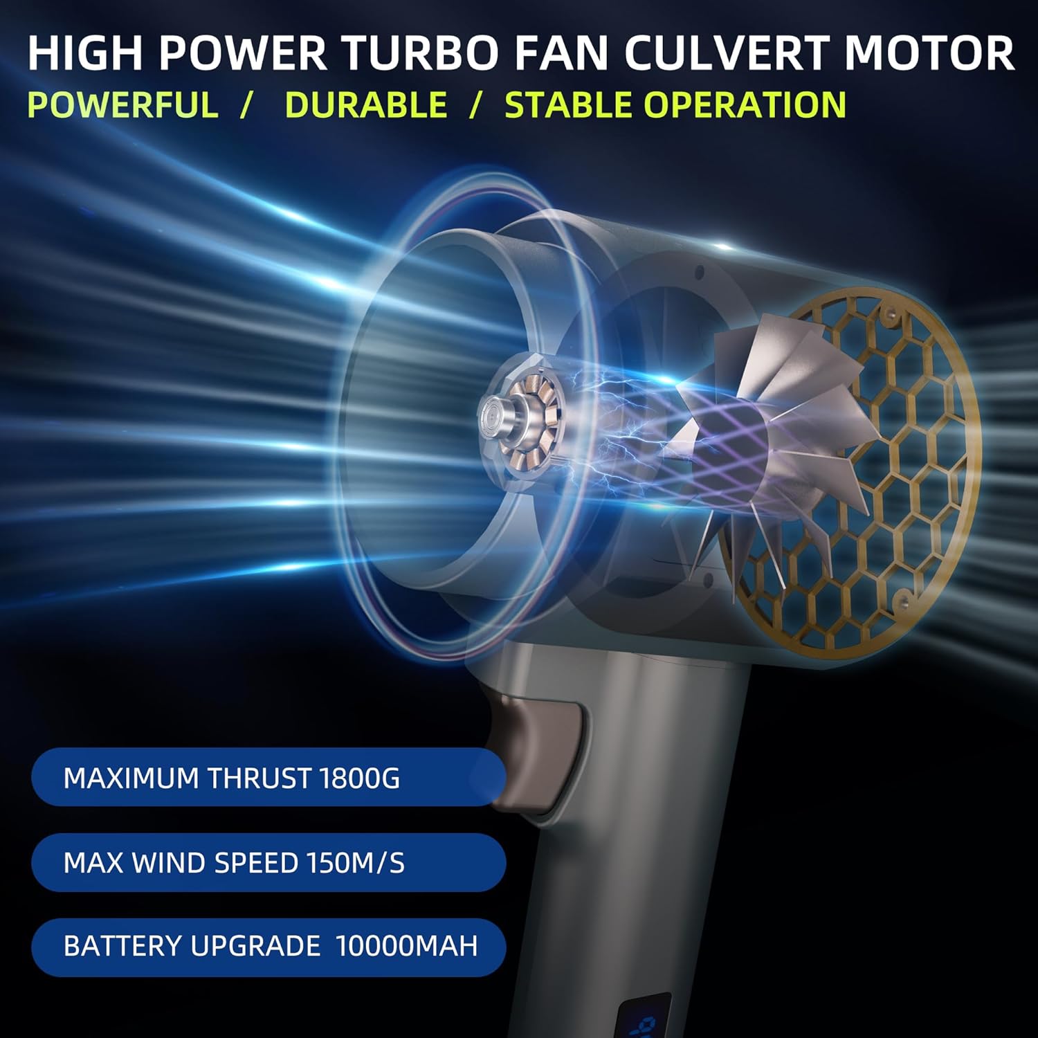 Handheld Cordless Lightweight Powerful Car Dryer Air Blower with 1800G & 335MPH Powerful, Air Duster Electric Leaf Blower Cleaning Dryer Turbo for Patio Cleaning, Lawn Care and Car Drying