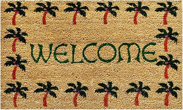 Calloway Mills 120401729 Palm Tree Border Welcome Doormat, 17 x 29, Multicolor