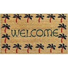 Calloway Mills 120401729 Palm Tree Border Welcome Doormat, 17" x 29", Multicolor