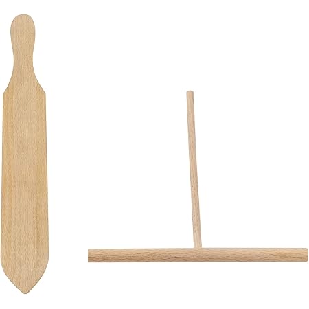BICB Wooden Crepe Spreader and Spatula for Non-stick Pans (2 Piece Set) | Made with 100% Natural Beechwood - Ideal Non-Stick Cookware | Utensils Set, Kitchen Tools & Gadgets – Perfect Crepe Maker