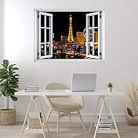 Vista 17 de wall26 Adhesivo de pared extraíble/mural de pared, vista de ventana, rústico, cielo nublado, árbol, lago, reflejo de naturaleza, desierto