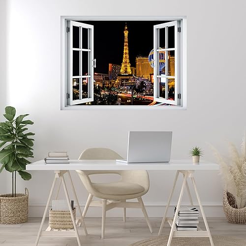 Miniatura 17 de wall26 Adhesivo de pared extraíble/mural de pared, vista de ventana, rústico, cielo nublado, árbol, lago, reflejo de naturaleza, desierto