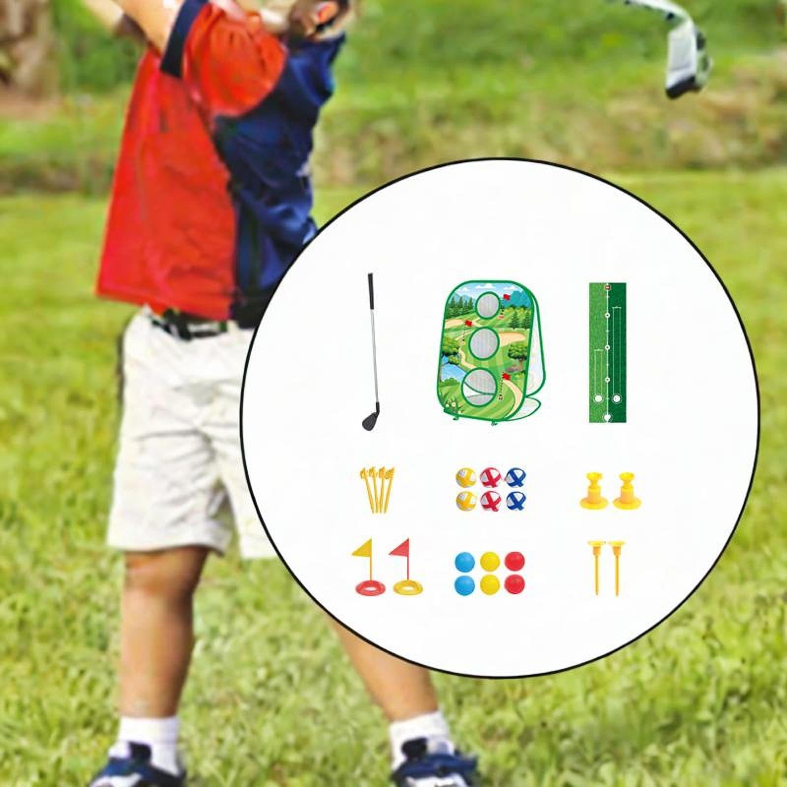 Juguetes de Golf para Niños, Juguetes para Exteriores, Juego de Práctica de Golf con Pelotas Adhesivas, Plegable para Cumpleaños de Niños de 3, 4, 5 Y