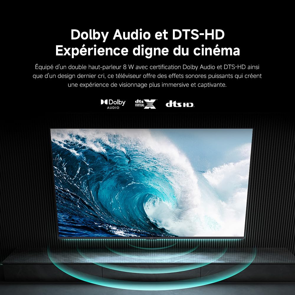 XIAOMI 32 inch F TV, HD, Smart TV, Contrôle Vocal Alexa, Dolby Audio, DTS Virtual:X, DTS-HD, AirPlay Compatible | Dolby Audio, DTS Virtual:X, DTS-HD, commande vocale avec Alexa, compatible avec Apple AirPlay
