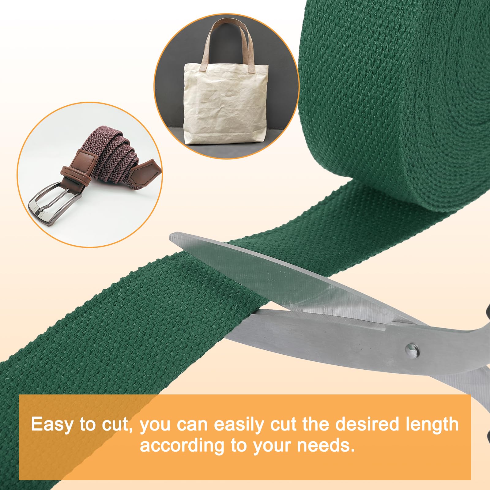 sourcing map Cotton Webbing 1.5 Inch 11 Yard Polyester Cotton Weave Webbing Strap Twill Tape Ribbon for Arts and Crafts Webbing Tote Bag Handles Cloth Belt Making Outdoor Supplies, Dark Green - Image 4