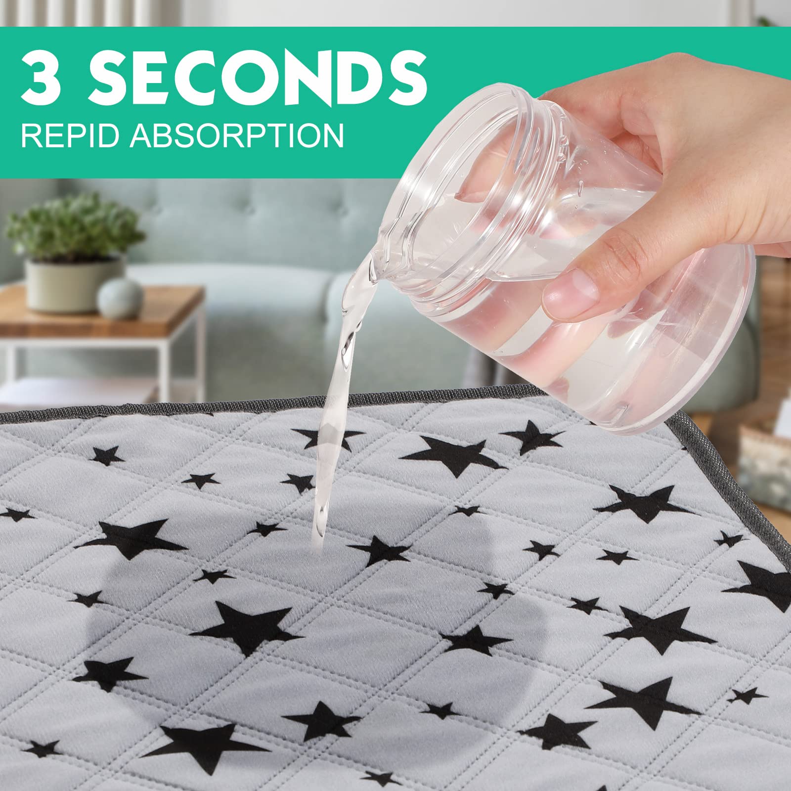 Namalu 4 Stück Meerschweinchen Käfig Einlagen Fleece Einstreu Saugfähig PIPI Pads Wiederverwendbar Rutschfeste Matte Mit Stern Muster (24 x 18 Zoll)