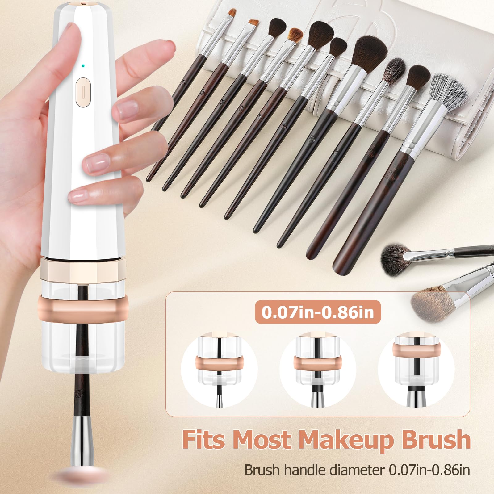 Máquina limpiadora eléctrica de brochas de maquillaje, limpieza rápida y secado instantáneo, adaptador de varios tamaños para brochas cosméticas, herramienta limpiadora de brochas de maquillaje