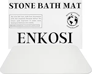 Stone Shower Mats for Bathroom - Instant Dry Bath Mat - Rock Bath Mat - Drying Stone Bath Mat - Quick Dry Bath Mat Stone - Dry Stone Bath Mat - Snap Dry Bath Mat - Stone Shower Slab (23.5x15 White)
