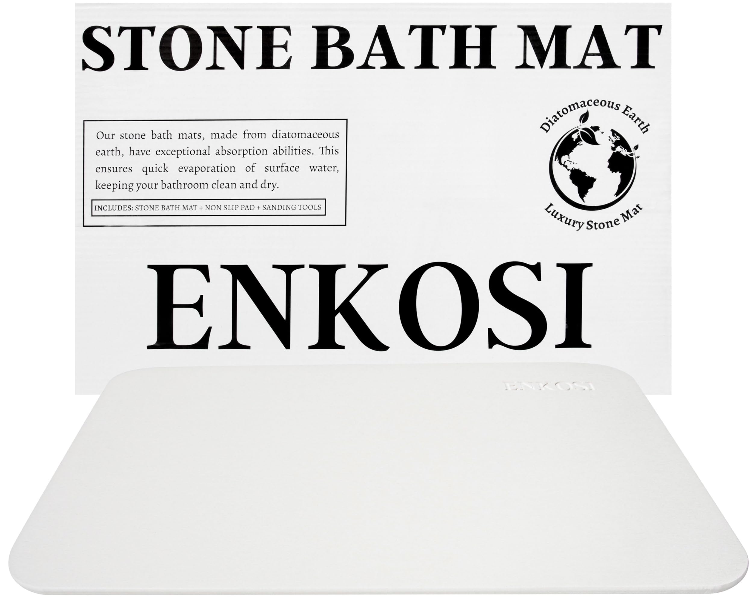 Stone Shower Mats for Bathroom - Instant Dry Bath Mat - Rock Bath Mat - Drying Stone Bath Mat - Quick Dry Bath Mat Stone - Dry Stone Bath Mat - Snap Dry Bath Mat - Stone Shower Slab (23.5x15 White)