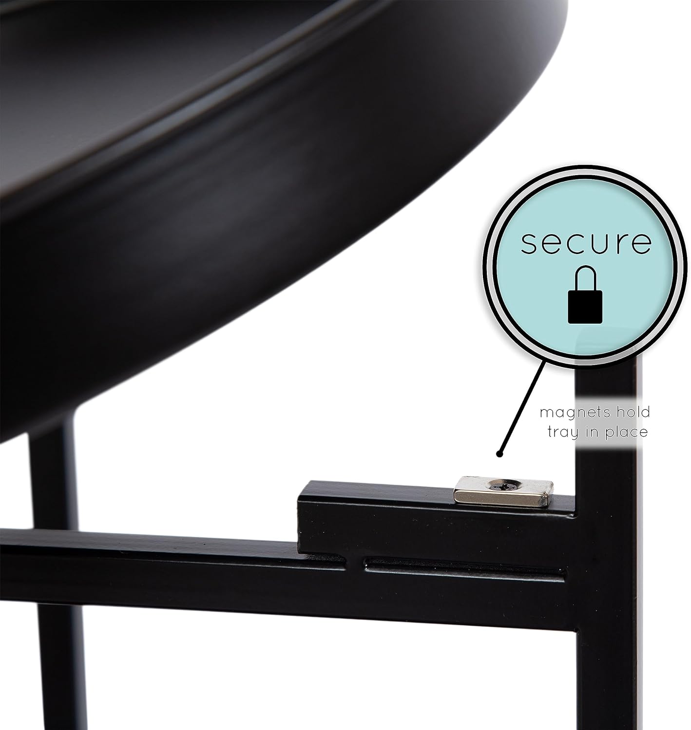 Kate and Laurel Celia Modern 3-Tier Bar Cart; 16 x 16 x 29; Black; Decorative Round Rolling Serving Cart with Lockable Wheels and Three Tiers of Storage and Display Space