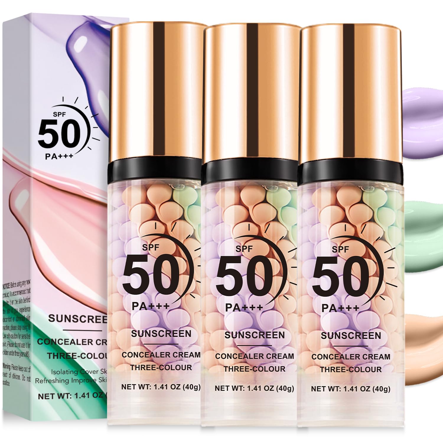 Sunscreen 3PCS 3 in 1 Color Correcting Serum, Primer for Face Before Makeup 3PCS A 1.41 Fl Oz (Pack of 1)